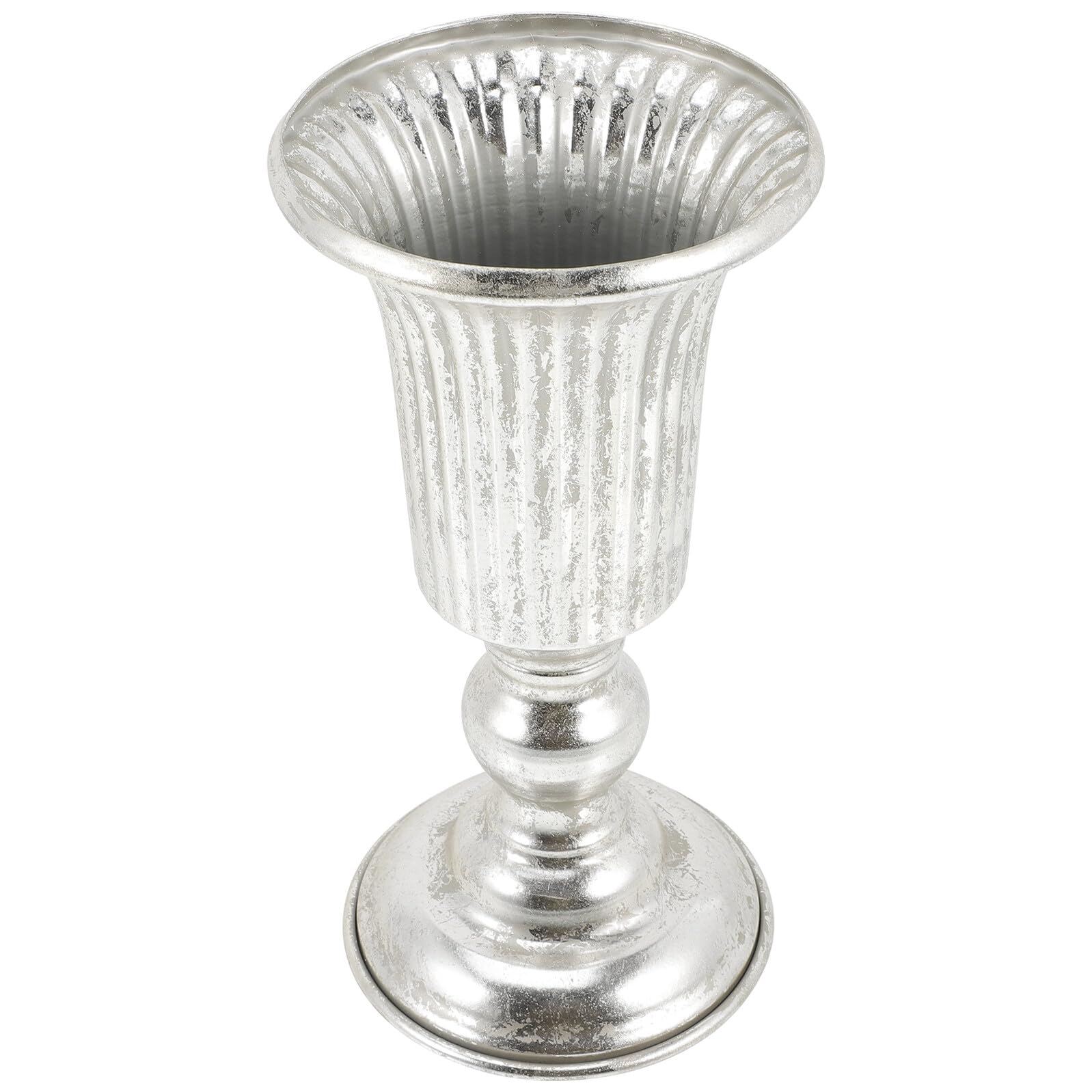 Jardinière vintage en fer doré d'exception, pot en métal robuste style urne décorative rétro