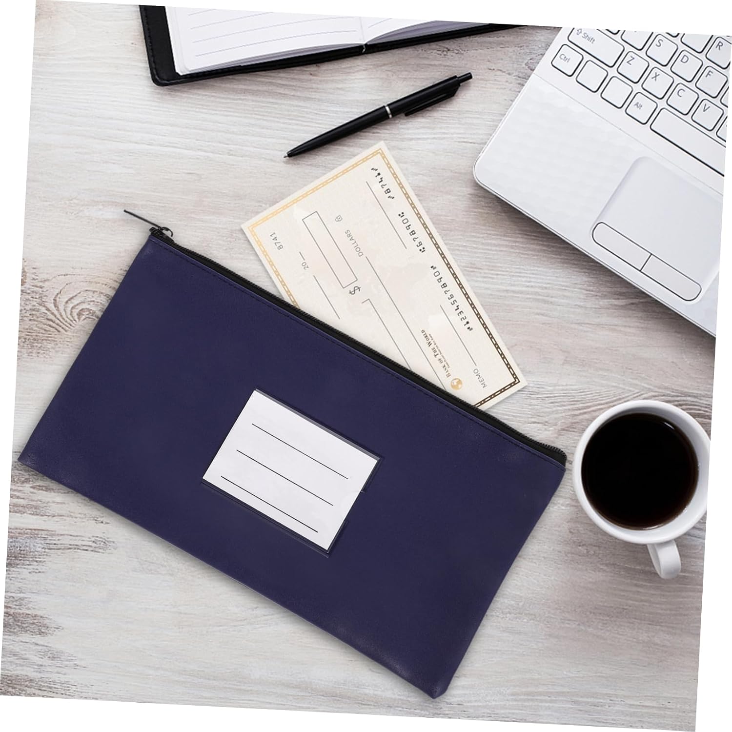 Holibanna Money Bag for Cash Checks Bill Storage Bag Zipper Money Pouch Card Slot Window Pu Leather Receipt Holder for Women Men Shopping Traveling