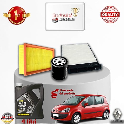 KIT TAGLIANDO FILTRI + OLIO MODUS 1.2 16V 55KW 75CV DAL 2005...