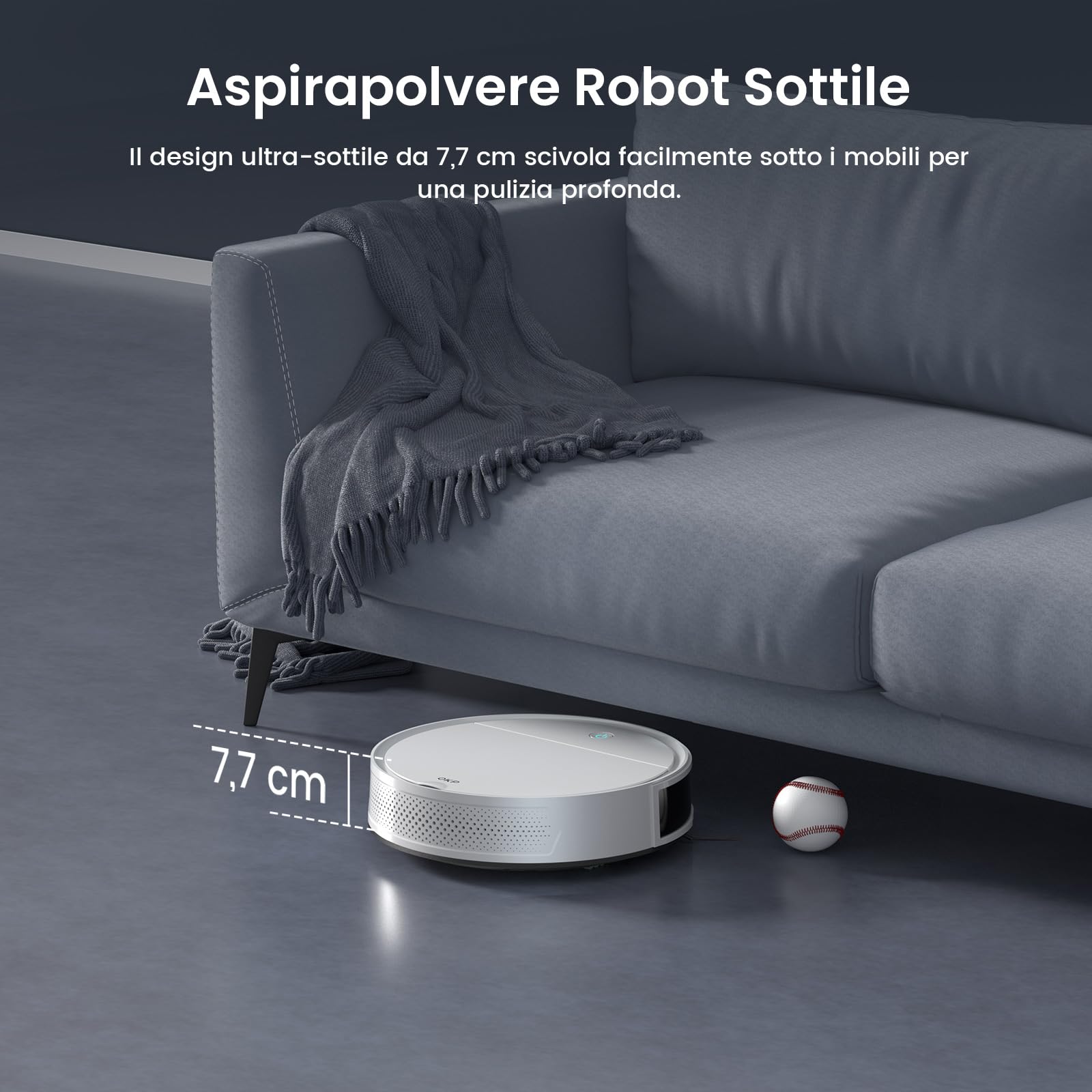 OKP K5P Robot Aspirapolvere, 5000Pa, 180 Minuti, WiFi/App, Design Sottile, Auto-Ricarica, Silenzioso, Perfetto per Pavimenti Duri, Peli di Animali, Tappeti