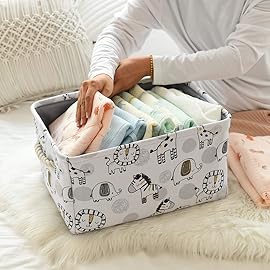 INough Toy Baskets Toys Organizer Kids Storage Basket, Baby Room Decor Giraffe Laundry Baskets with Drawstring Mothers Day Gifts Basket for Kid\'s Room (Giraffe, Large)