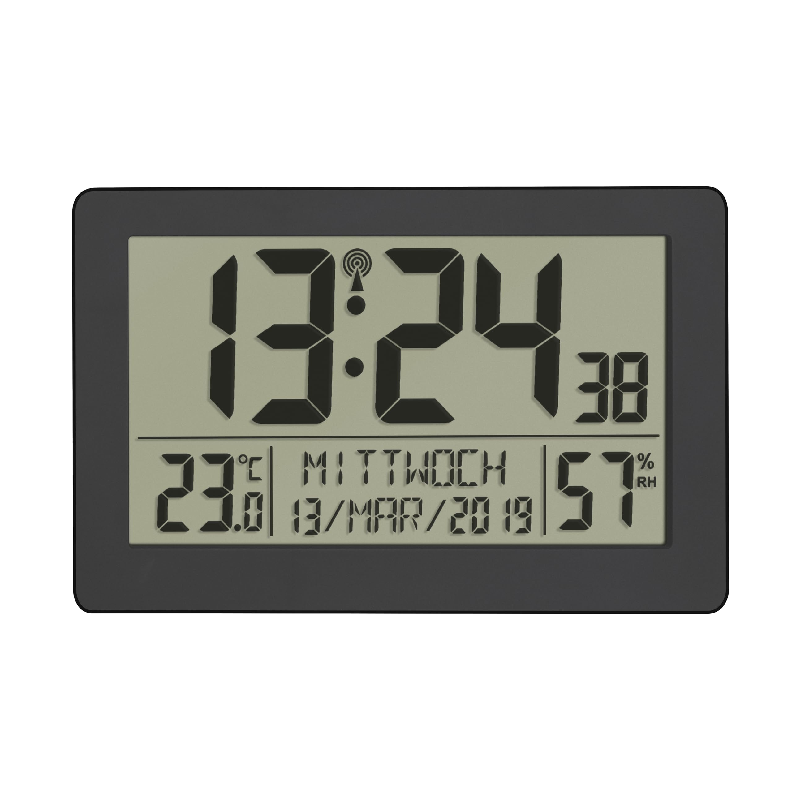 TFA Dostmann Orologio Da Parete Analogico Radio 60.3503: Cornice In Alluminio Spazzolato, Vetro, Quadrante Con Minuti, Bianco, 19,5 Cm