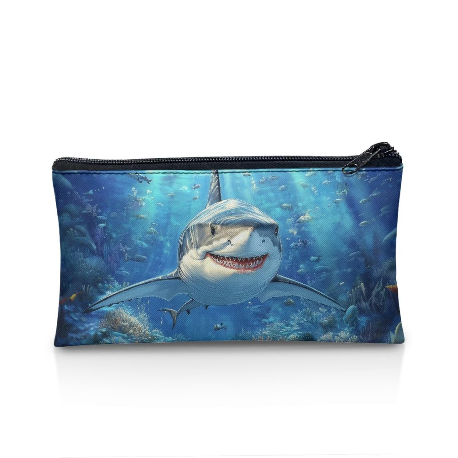 UOIMAG Shark Pencil Case School Supplies for Boys Lightweight Slim Pencil Pouch Box Organiser