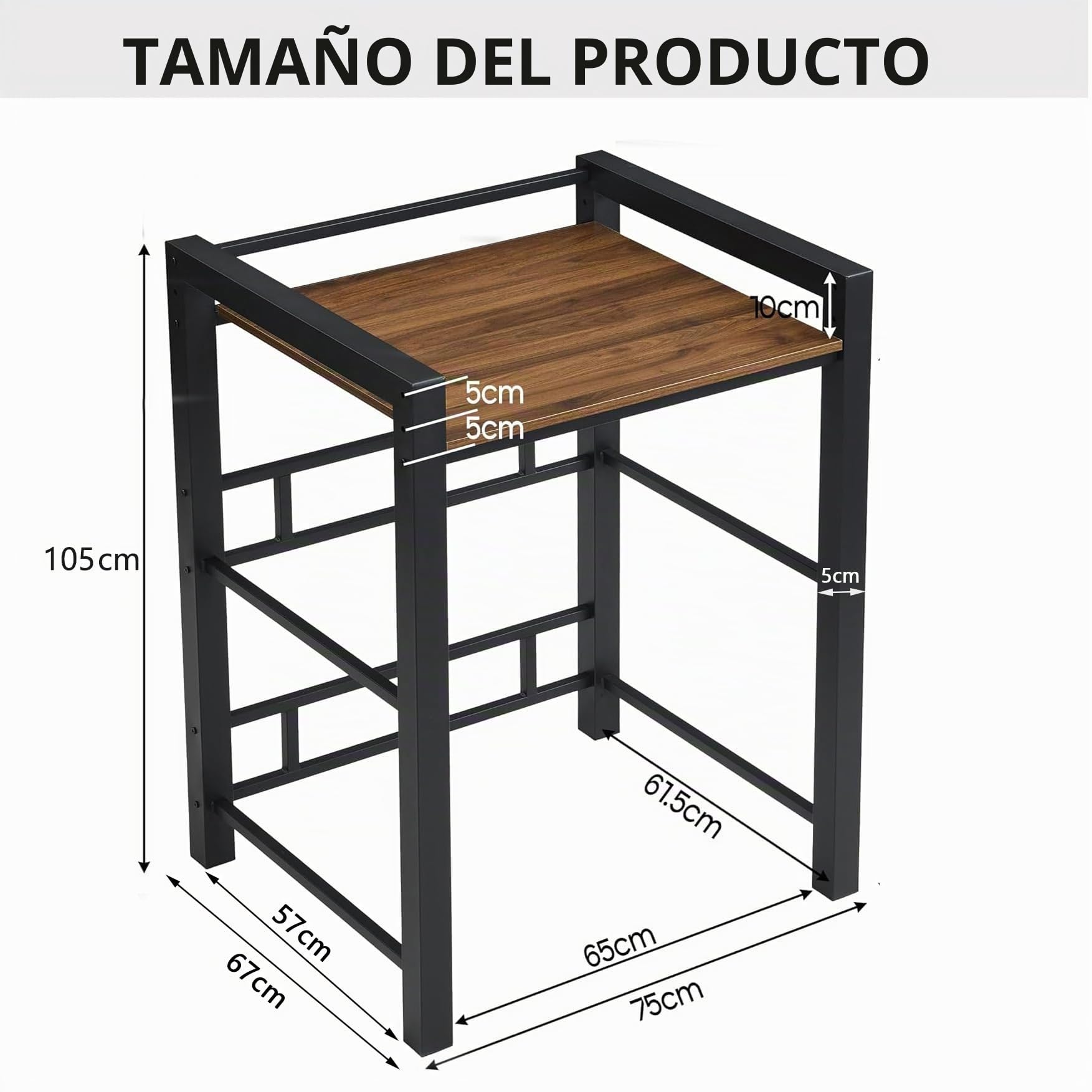 OVRLRIJP lavadoro Mueble con Estantería y Armario Ajustable para Lavadora, 3 Alturas, 350 kg de Carga, 75 x 67 x 105 cm (Negro)