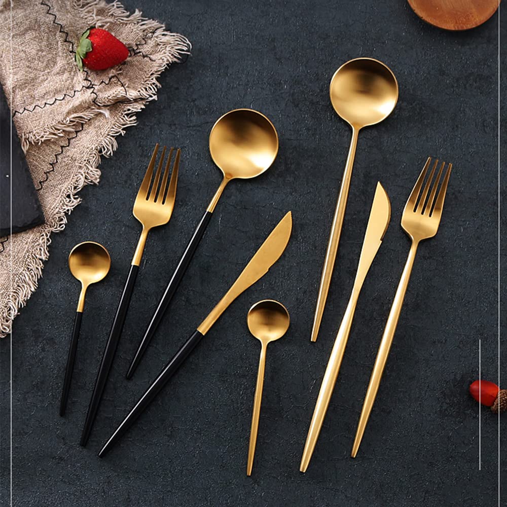 Besteck Set, Edelstahl-Besteck Set 6 Personen, 24-teiliges Geschirr, Prägnant, Nische Essgeschirr für Zuhause und Restaurant, Hochzeit, Halloween, Weihnachten