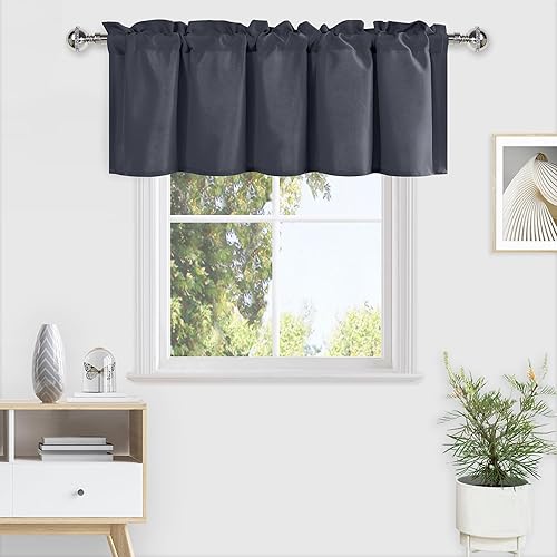 DWCN Cenefa de cocina para ventanas, cortina de bañosótano para tratamiento de ventanas, cortinas cortas de 18 pulgadas, 1 panel, 52 x 18 pulgadas,