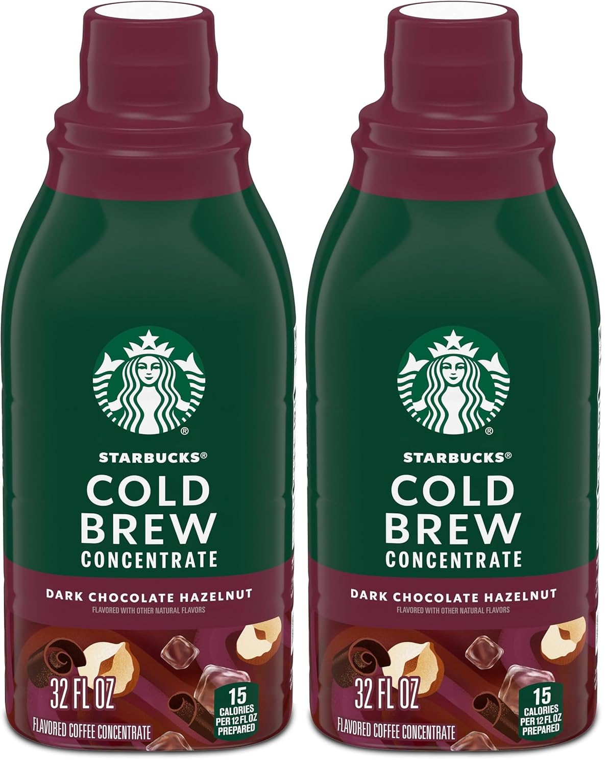 Starbucks Cold Brew Coffee Concentrate, Dark Chocolate Hazelnut Flavored Iced Coffee, 32 fl oz (Pack of 2)