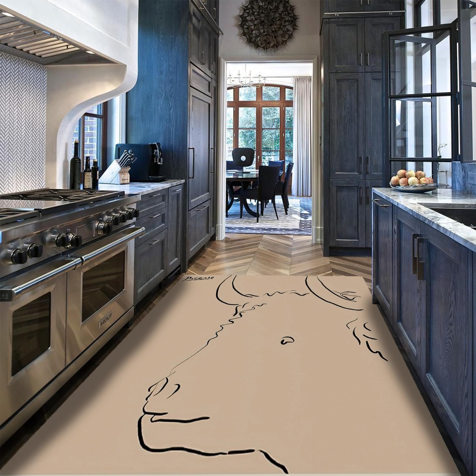Braune Teppiche Wildtier Vieh Druck Bereich Teppich für Schlafzimmer Wohnzimmer Picasso Abstrakte Kunst Teppich Nachttisch Fußmatten Faltbar 60 x 100 cm