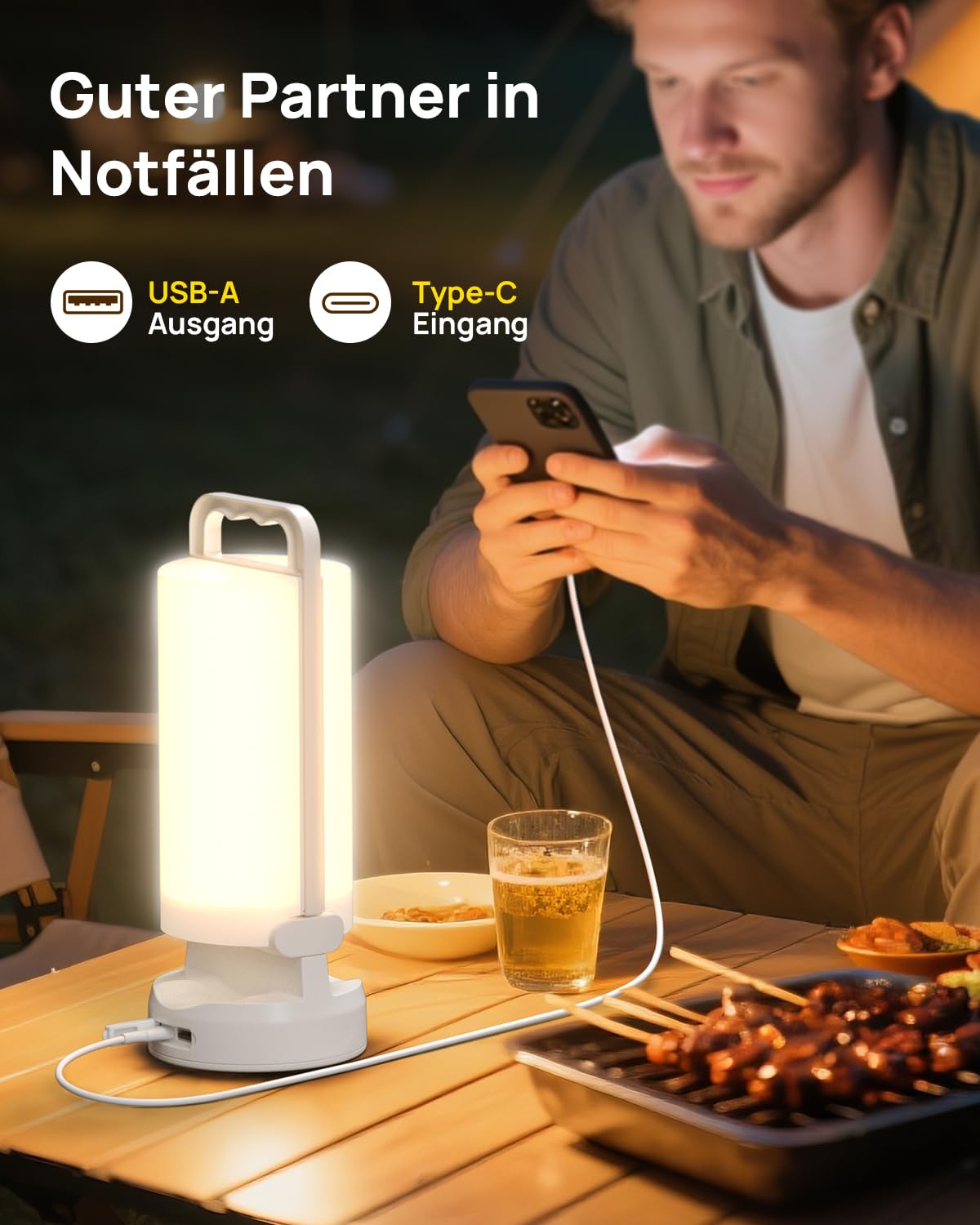 Eventek Solar Campinglampe 8000mAh, Ultrahelle Faltbare LED Camping Licht mit 3 Modi und Touch-Steuerung, IPX5 Zeltlampe Aufladbar für Stromausfälle, Camping, Wandern, Notfälle