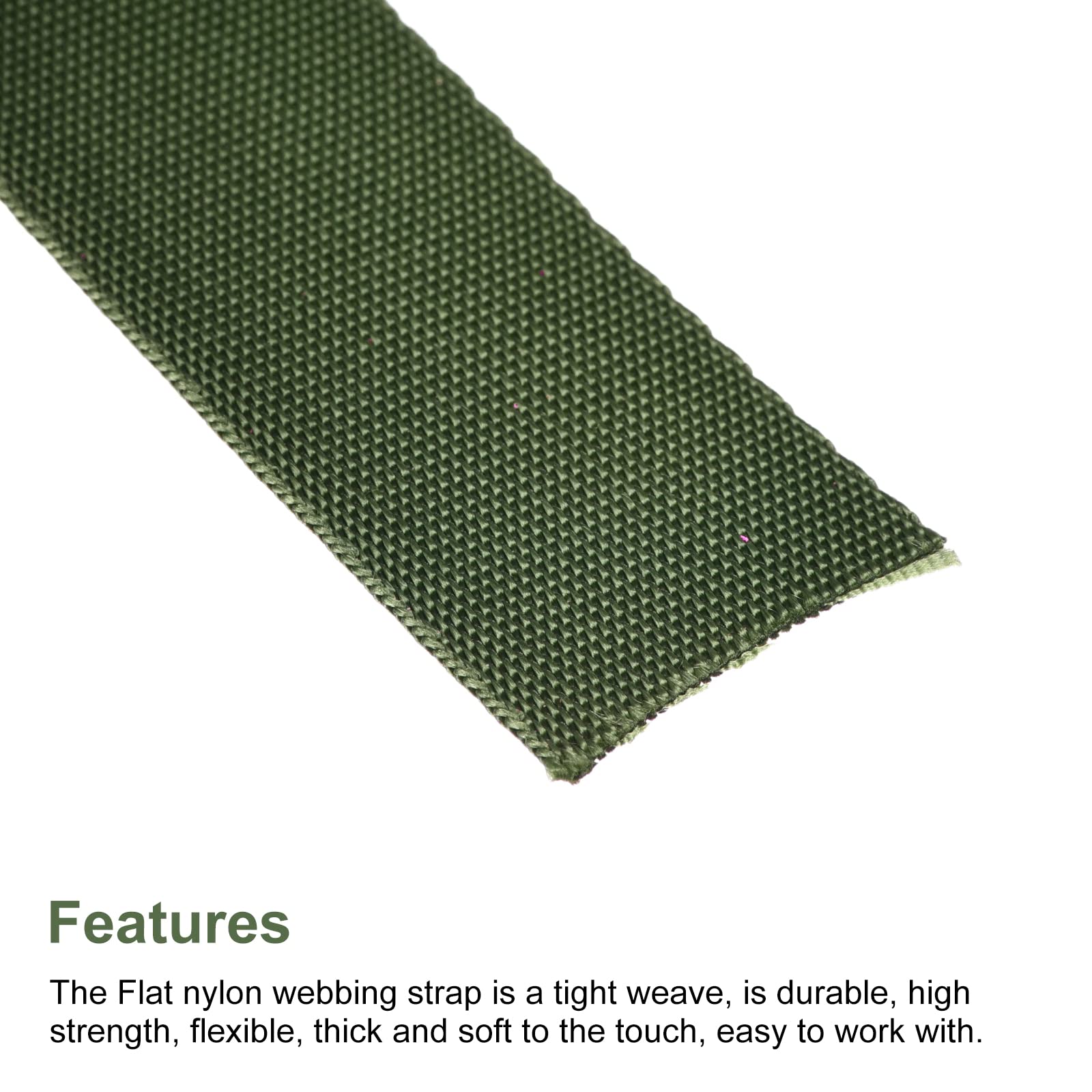 Correa Plana De Nylon De 1 Pulgada - 4 Yardas De Largo, Color Verde, Para Mochilas, Correas De Carga Y Manualidades