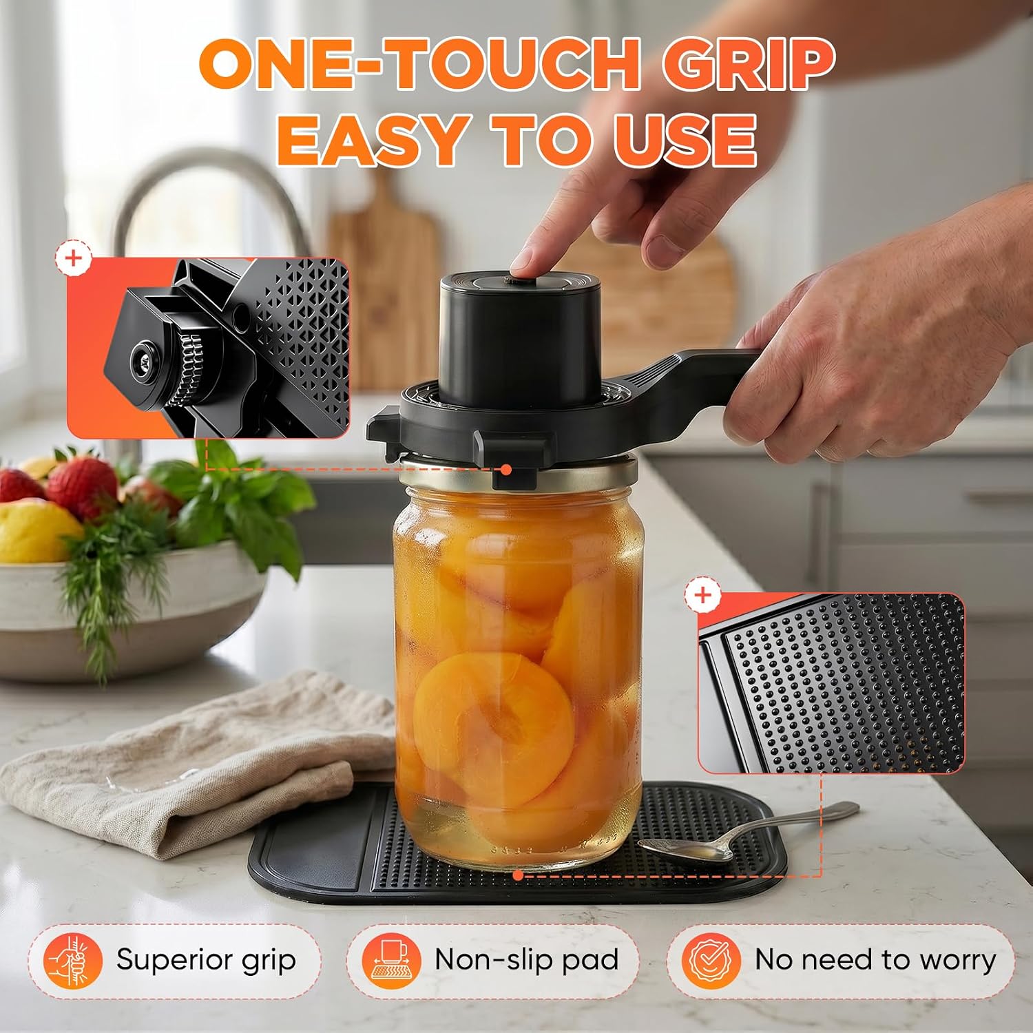 Stillstorm Electric Jar Opener with Gripper Pad, Multifunctional for Seniors &Weak Hands & Kids, Bottle Opener whith Automatic locking, Gift for Mother