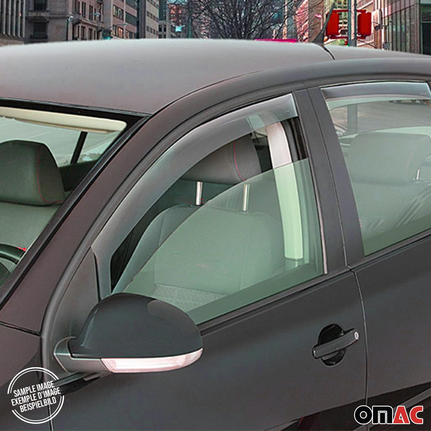 OMAC Windabweiser Regenabweiser kompatibel mit Opel Crossland 2017-2024 Dunkel Acryl 4tlg