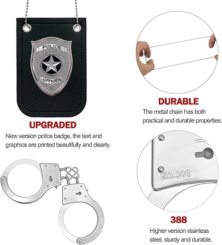 Miniatura 3 de 5 PCS Police Badge and Handcuffs Toy Set for Kids, Cop Accessories, Police Pretend Play Toy Set