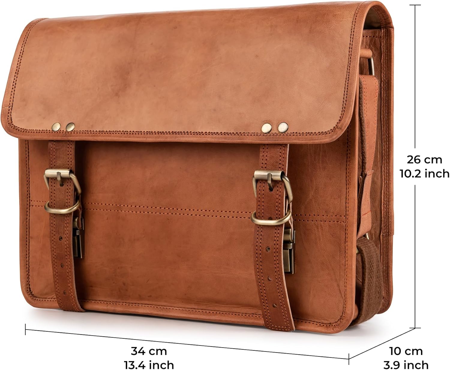 BERLINER BAGS Vintage Leather Messenger Bag York, Briefcase for Men and Women - Brown