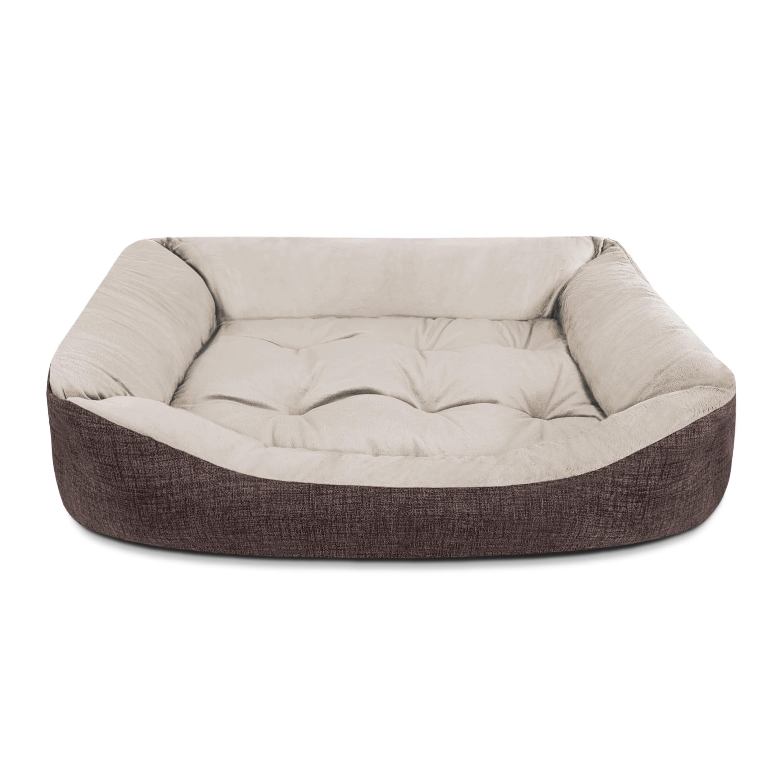 TIENDA EURASIA - Cama de Perro, Terciopelo, Interior de Fibras de Algodón, Distintos Tamaños y Colores, Grande 80x60X17cm, Mediana 70x50X17cm y Pequeña 60x45X17cm, Duradera (Mediana, Marron)