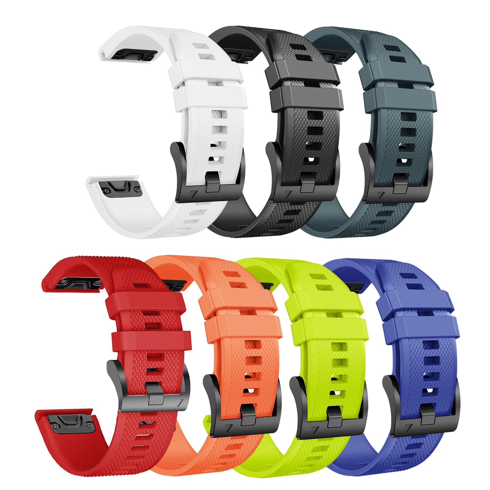 Quickfit 22mm für Garmin Fenix 5/5 Plus/6/6 Pro/8 47mm/7/7Pro/E 47mm, Quickfit Armband 22mm für Garmin Epix 2, Instinct/Instinct 2, Forerunner 935/945/955/745, Approach S60/S62, Descent G1(7 Stück)