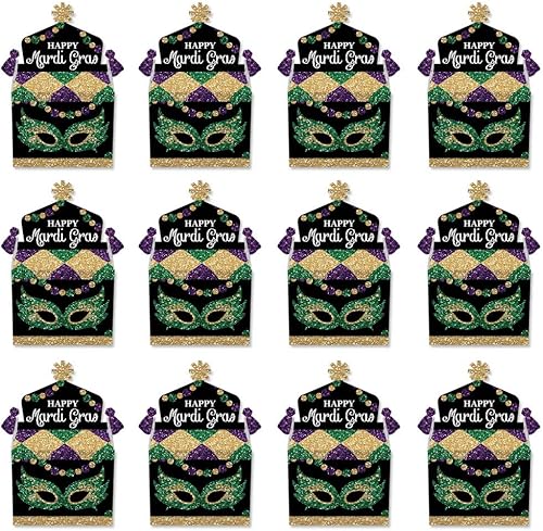 Miniatura 5 de Big Dot of Happiness Mardi Gras  Caja de golosinas para fiestas  Cajas de regalo para fiesta de máscaras, cajas de golosinas  Juego de 12