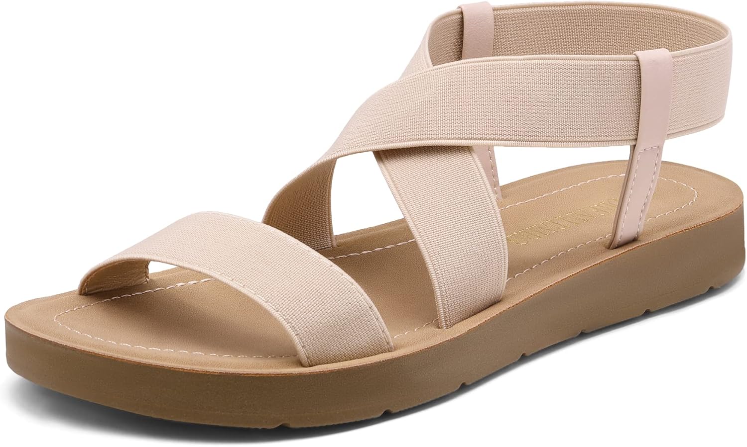 DREAM PAIRS Women’s Open Toe Elastic Ankle Strap Flat Summer Sandals