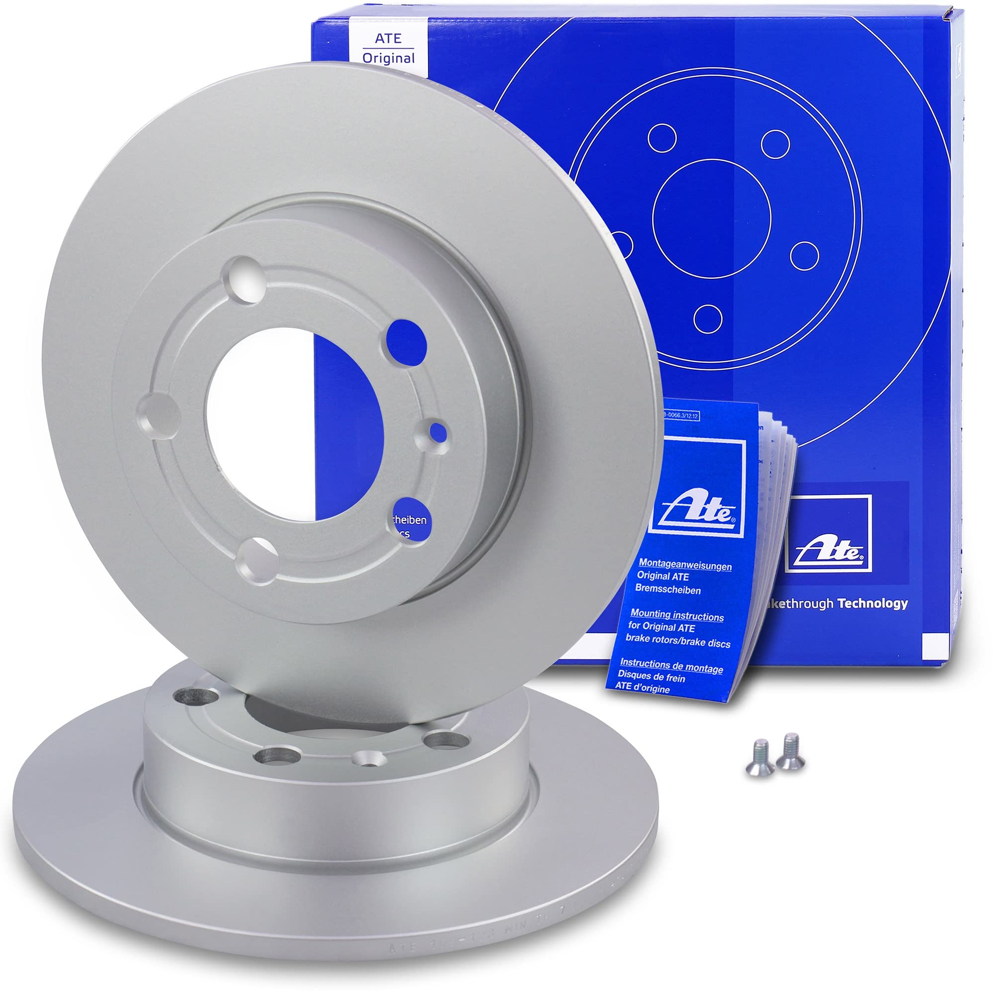 ATE Set di freni +dischi freno anteriori ¯ 256mm ventilati +posteriori ¯ 230mm pieni e pastiglie freno anteriori +posteriori Compatibile con AUDI A2, A3, SKODA FABIA, OCTAVIA, VW GOLF, POLO
