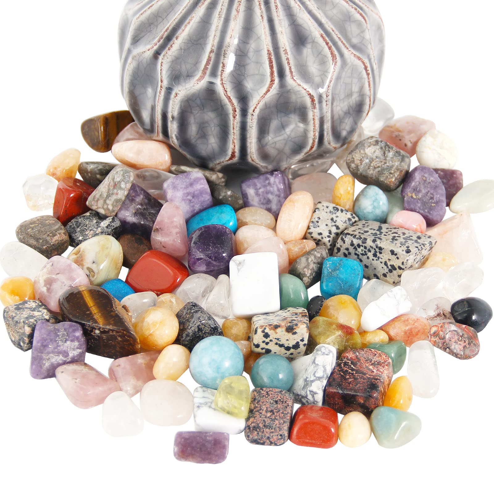 500 g Pietre di Cristallo Naturali Medie, Pietre di Cristallo Miste Schiacciate e Burattate – Cristalli Naturali Lucidati per Pratiche di Reiki e Guarigione con Cristalli, Uso Artigianale