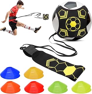 Hoedia Football Kick Trainer Soccer with Soccer Cones Training Aid Belt Hands Free Solo Close Control and Skills Football Training Equipment Fits Ball Size 3, 4, and 5