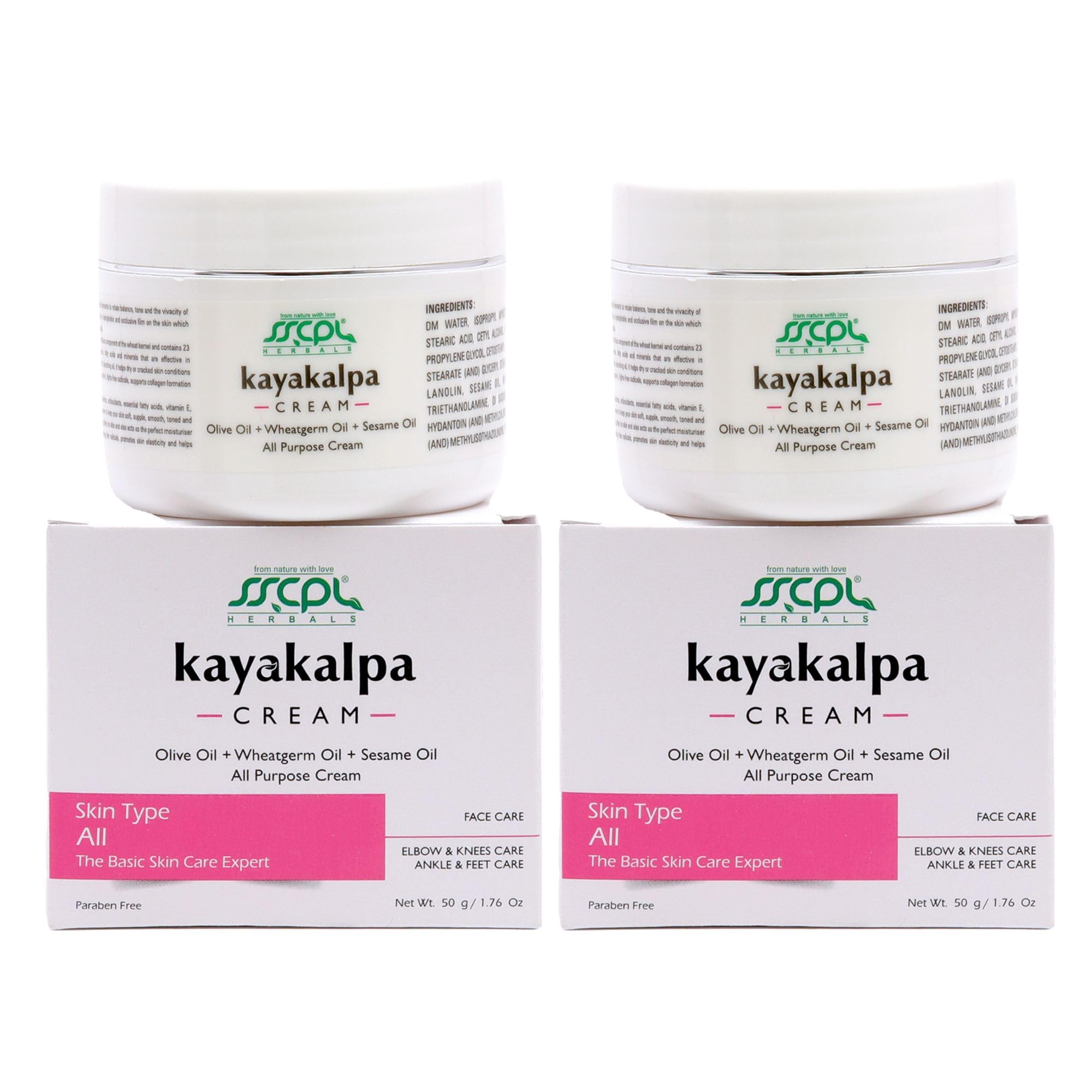 SSCPL Herbals Kayakalpa Moisturising Cream Enriched With Olive, Sesame & Wheatgerm Oil For Daily Skin Nourishment Ideal For All Skin Types (50g) (Pack of 2)