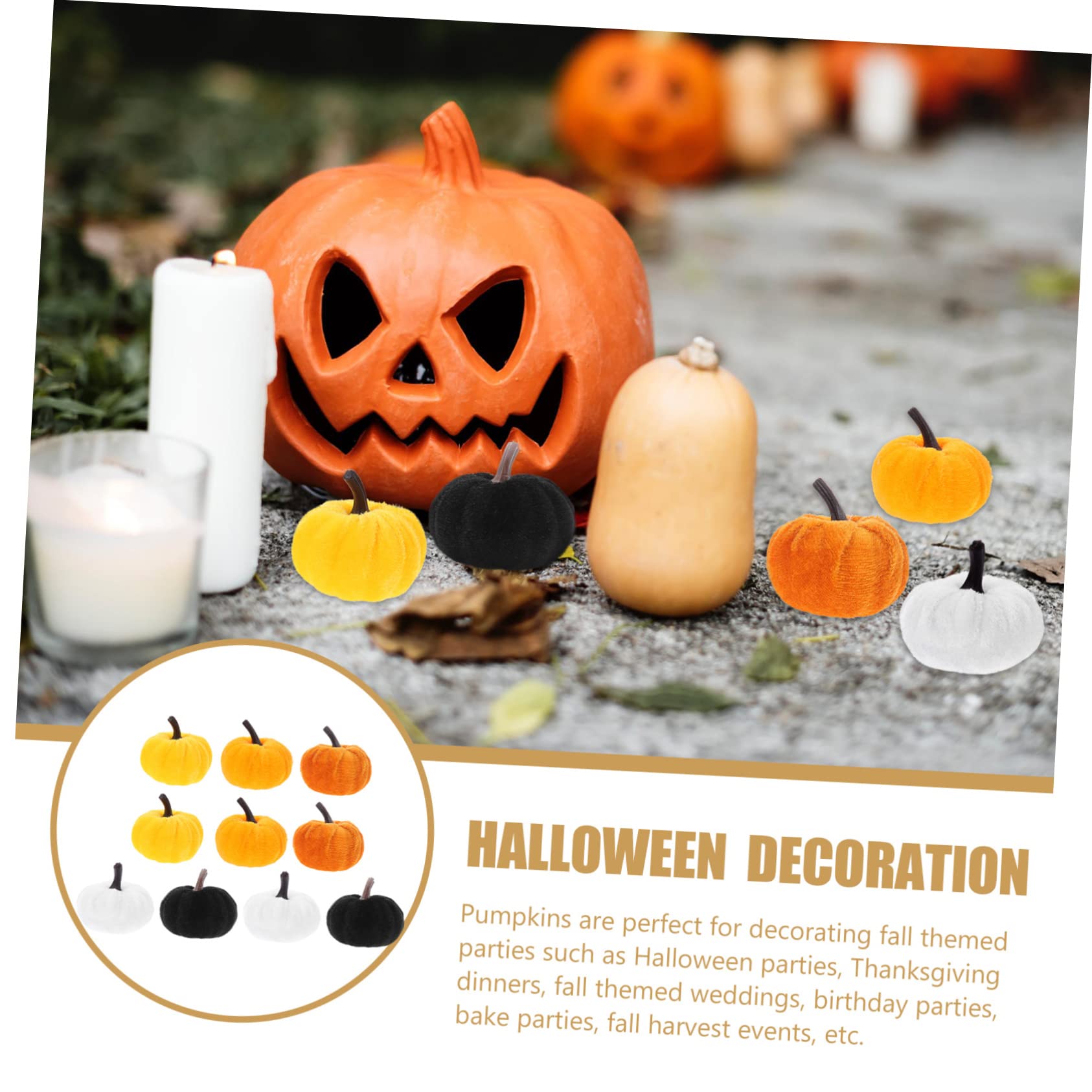 TOPBATHY 50 Stück Flanell-Kürbis Kleiner Herbstkürbis herbstliche Dekoration Halloween Dekoration Halloween- Autumn Decor Plüsch gefälschter lebensechter Stoff