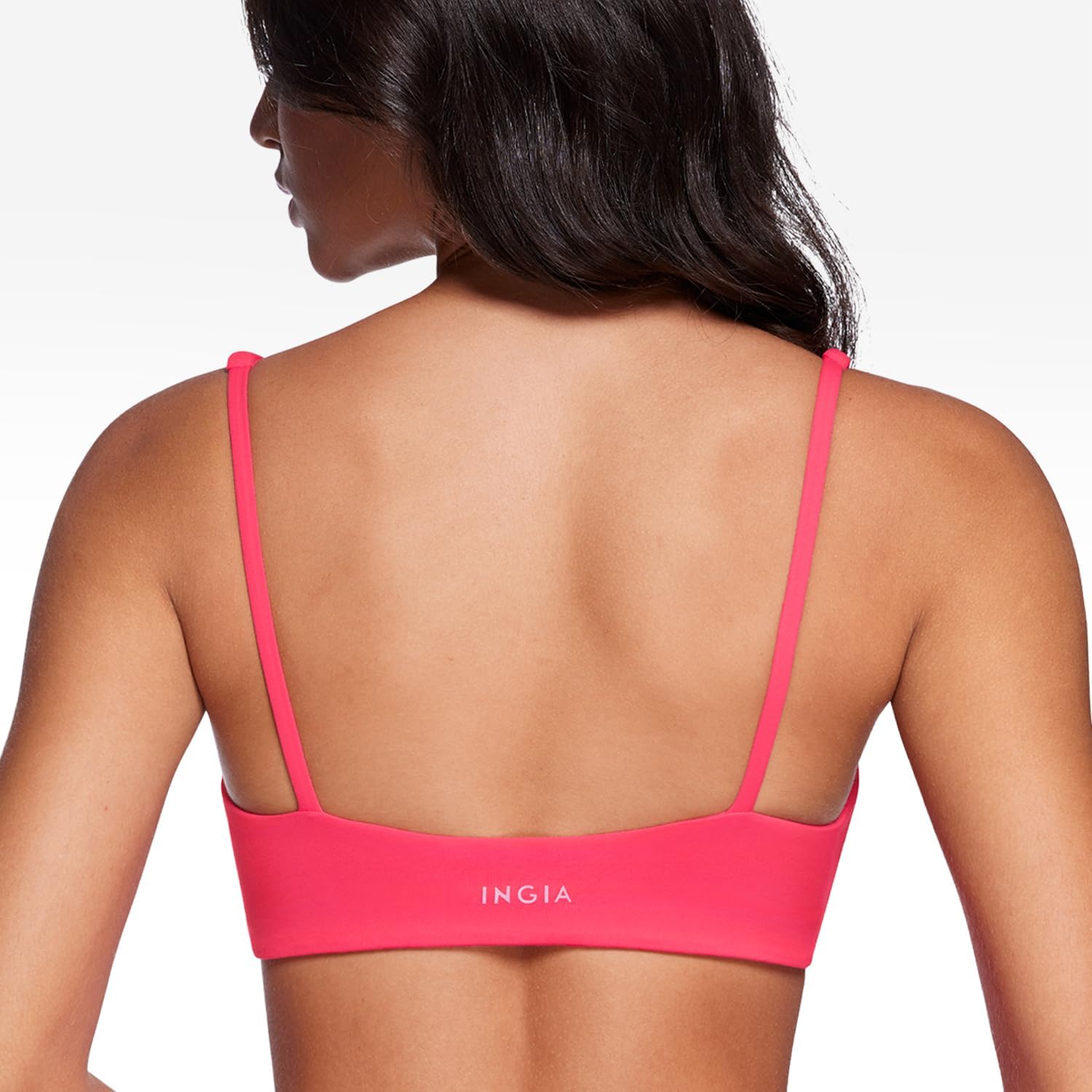 Women's Square Scoop Neck Sports Bra Thin Strap Padded Low Impact Yoga Bra Wireless Workout Crop Top - Image 3