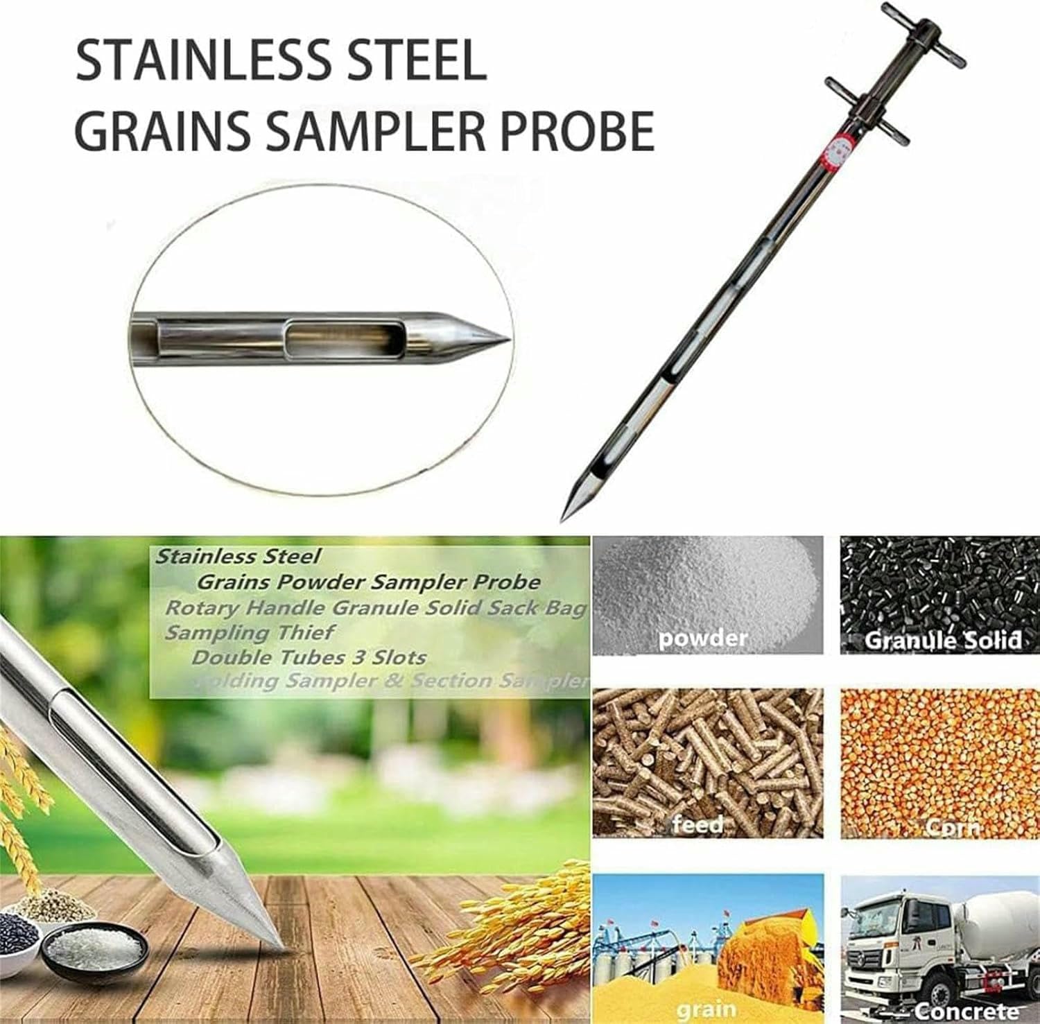 Ladro di Grano con segni di profondità - Misure incise per Una Registrazione di profondità precisa in Ogni Campione, Perfetto per Il campionamento del Grano