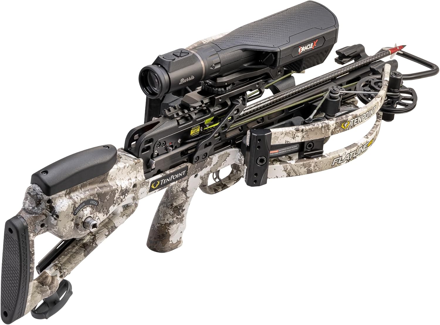 TenPoint Flatline 460 Oracle X Crossbow: 460 FPS Fastest Compact with Burris Rangefinding Scope, ACUslide & EVO-X Arrows
