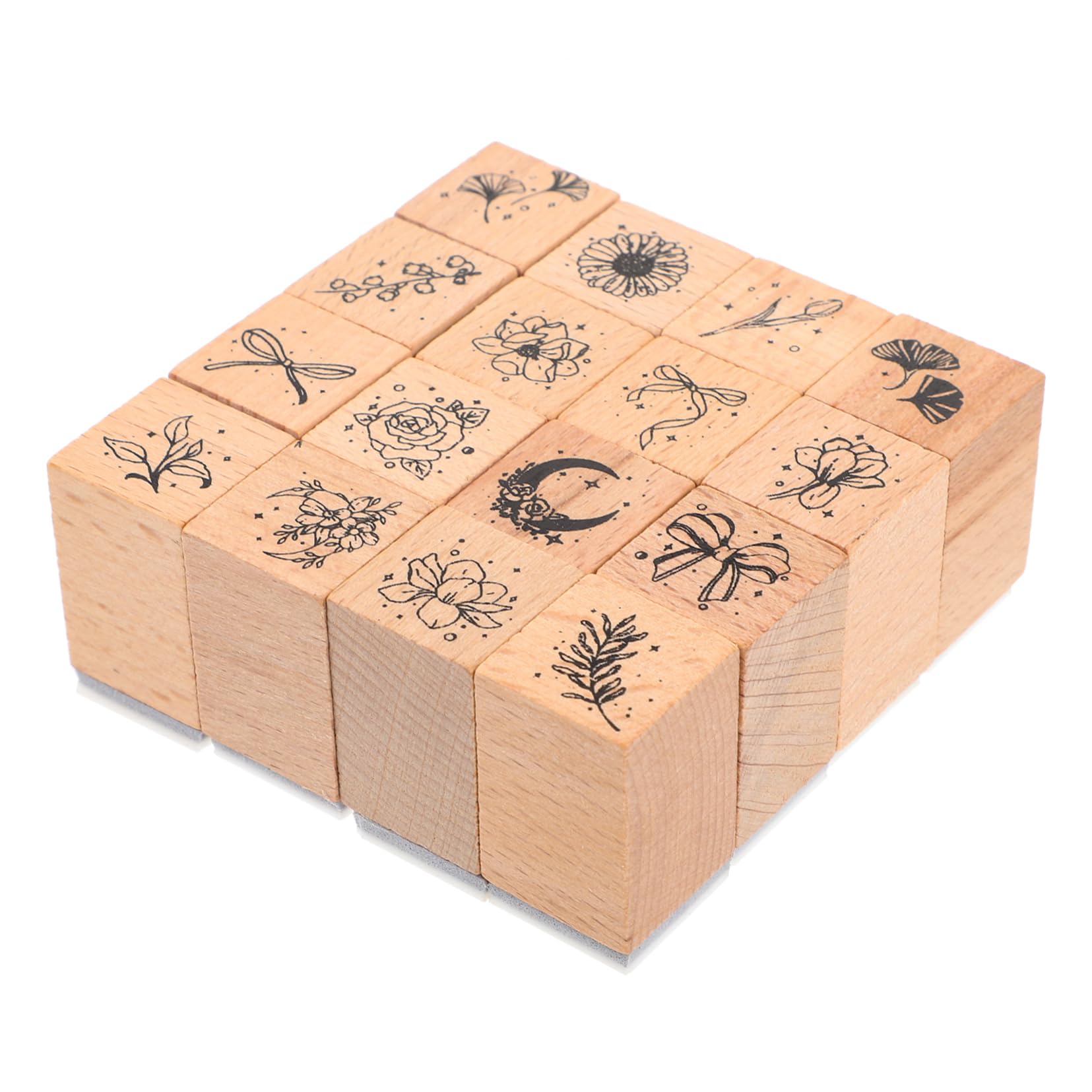 Housoutil 4 Set Timbro per Etichette Compleanno Blocchi Francobolli Floreali Numero Fiori Francobolli Chiari Timbri A Inchiostro per La Lavorazione Cioccolato di Legno 16 Pezzi * 4