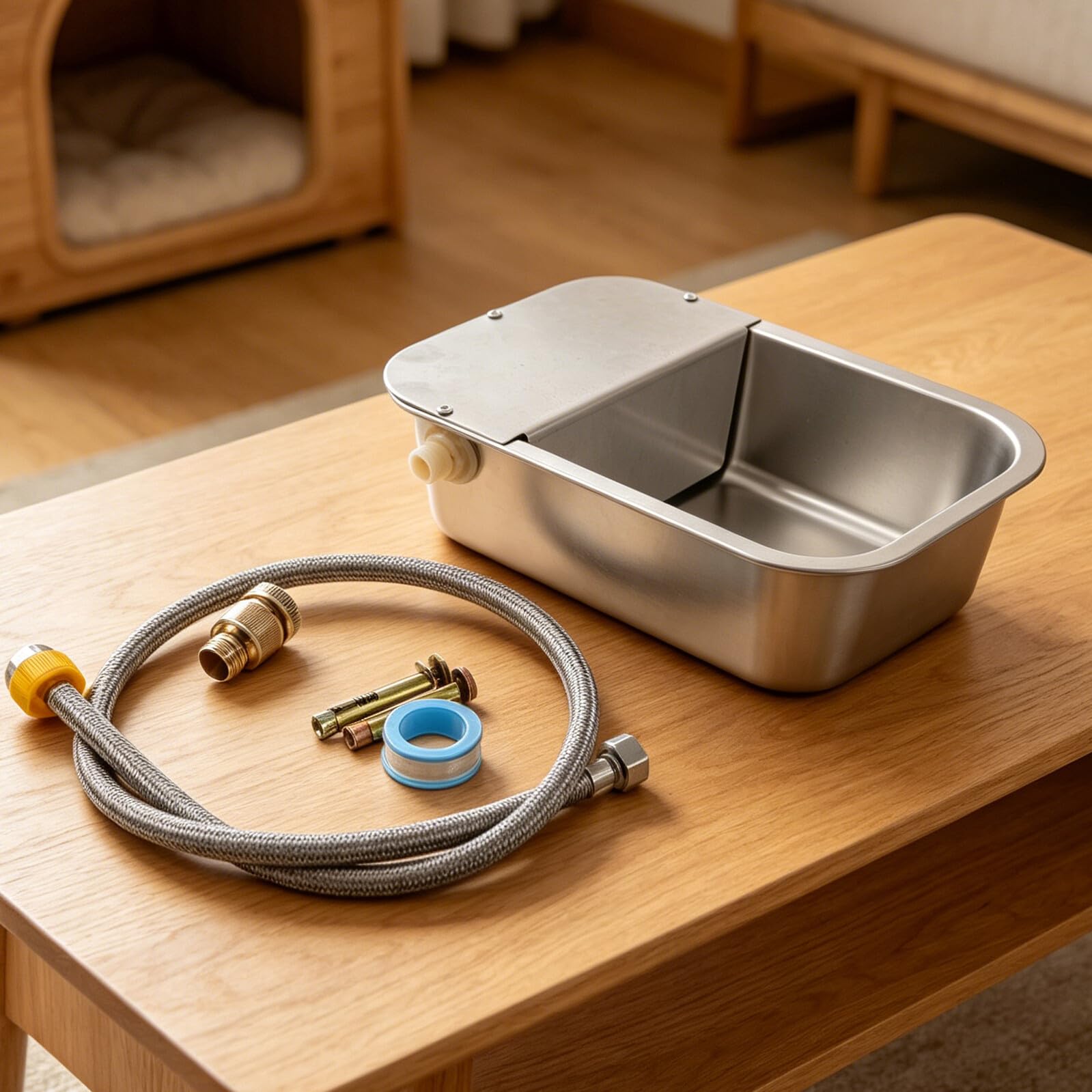 Abbeveratoio Automatico per Cani in Acciaio Inossidabile 304 con Ampia Ciotola, Facile da Pulire e Accesso Comodo per Bere, Capacità Grande per Uso Esterno