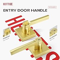 Vista 3 de Paquete de 5 pomos dorados resistentes para puerta de entrada exterior, apertura izquierda o derecha, llaves iguales o combinadas, manijas