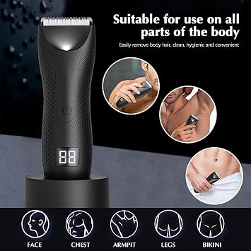 Body Trimmer for Men, Body and Intimate Hair Trimmer, Electric Groin Hair Trimmer, Ball Trimmer Body Shaver, Replaceable Ceramic Blade, Waterproof Wet/Dry Full Body Groomer (B1)