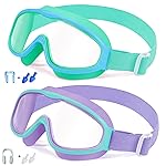 Vvinca Kids Goggles with Comfort Fabric Strap, Kids Swim Goggles Wide View Anti-Fog/UV No Leaking Swimming Goggles for 3-14