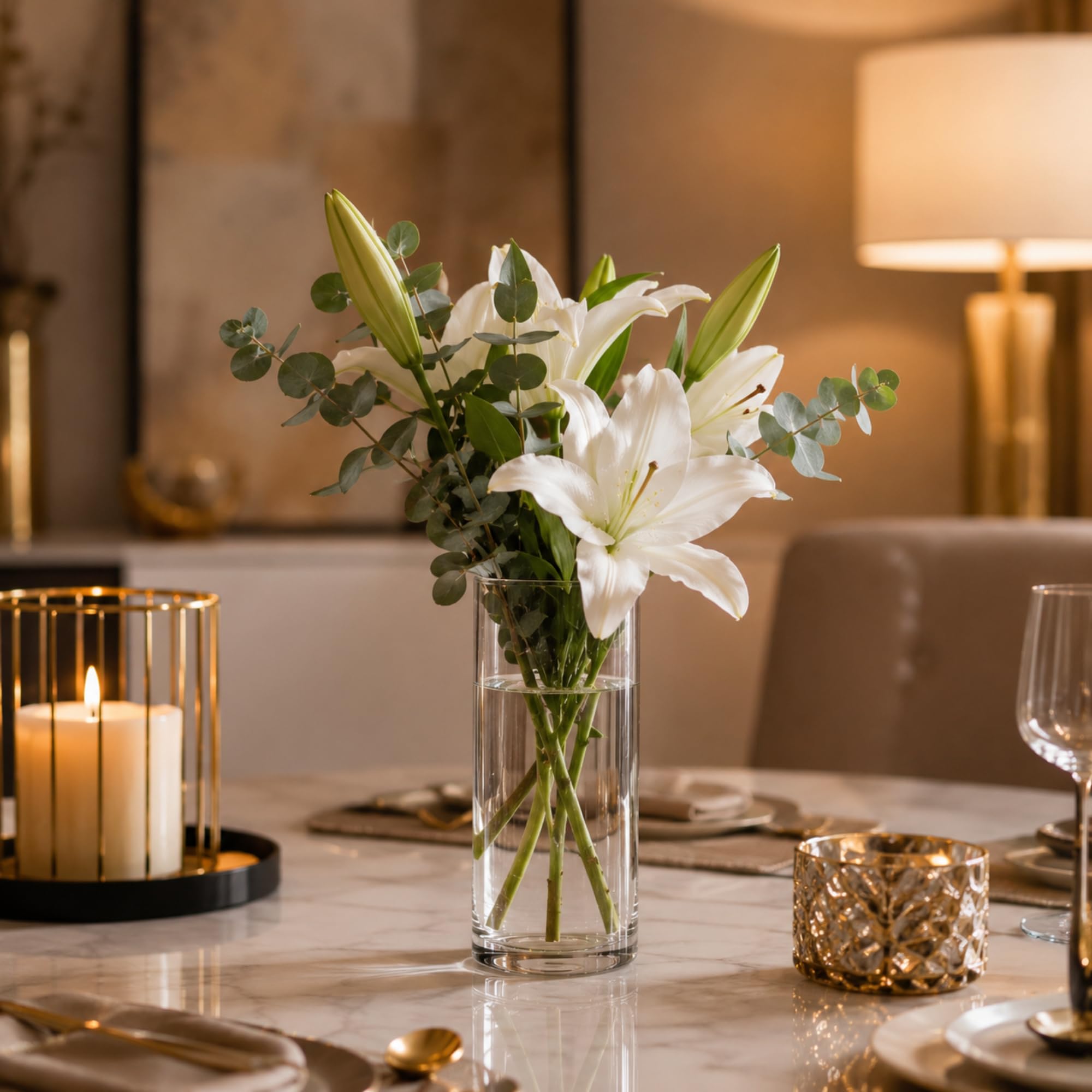 Clear Glass Vase - Elegant Cylinder Vase for Flowers & Home Decor -2 Clear Glass Vase - Elegant Cylinder Vase for Flowers & Home Decor -2