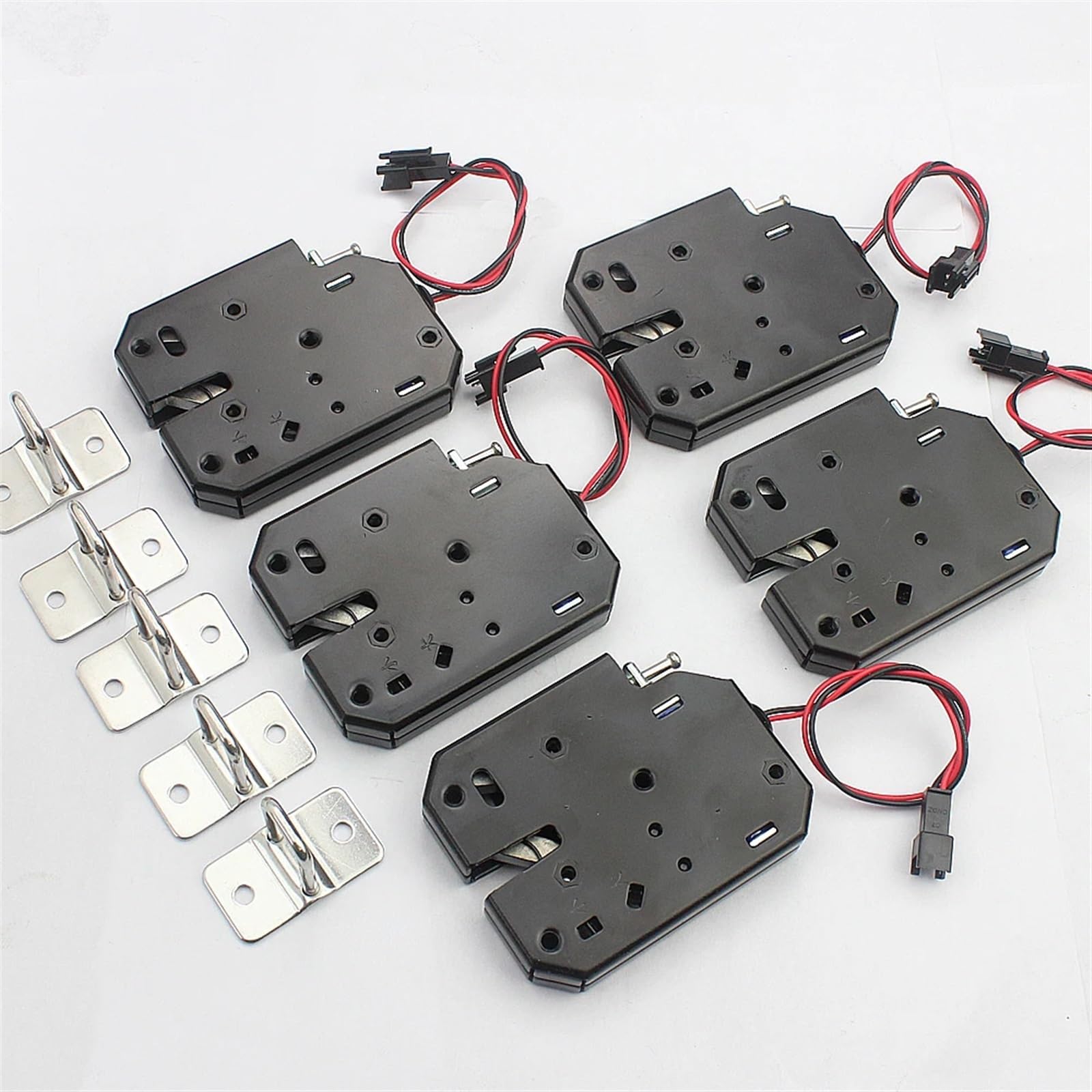 5 szt. DC 12 V mały zamek elektromagnetyczny automatyczny automat elektryczny zamek sterujący mini drzwi szafki elektroniczny zamek do drzwi (5 szt. - 4 zamki druciane)