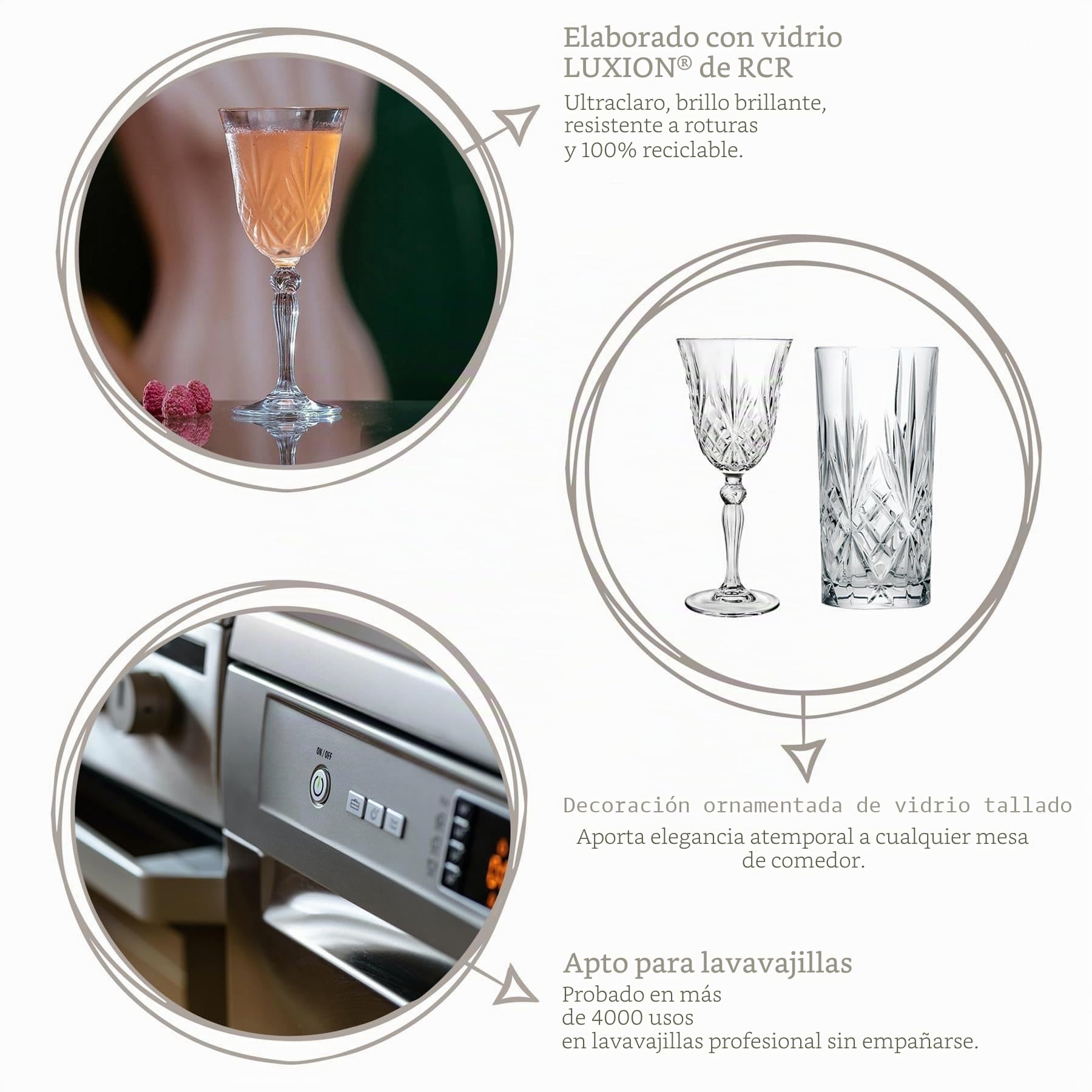 RCR 25766020006 Vasos Con Trago Largo De Cristal Luxion, 350 ml, Juego De 6 Copas, Vasos Altos De La Colección Melodia, Ideales Para Servir Cócteles De Mojito, Whisky O Cualquier Bebida Fría