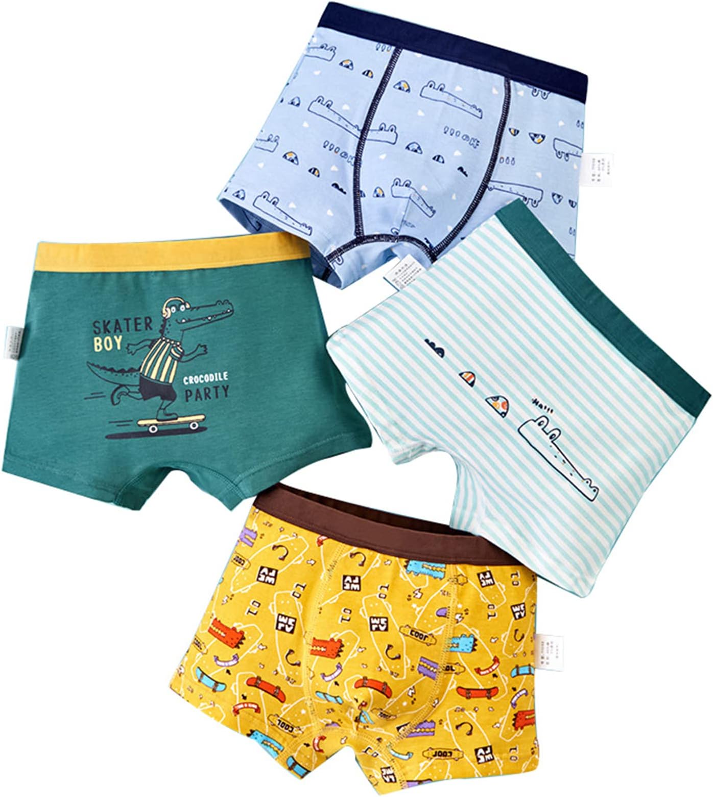 4 Pack Boys' Underwear,kids Soft Breathable Cotton Boxers Shorts Toddler Boy for 1-16 Years Underpants Briefs Knicers