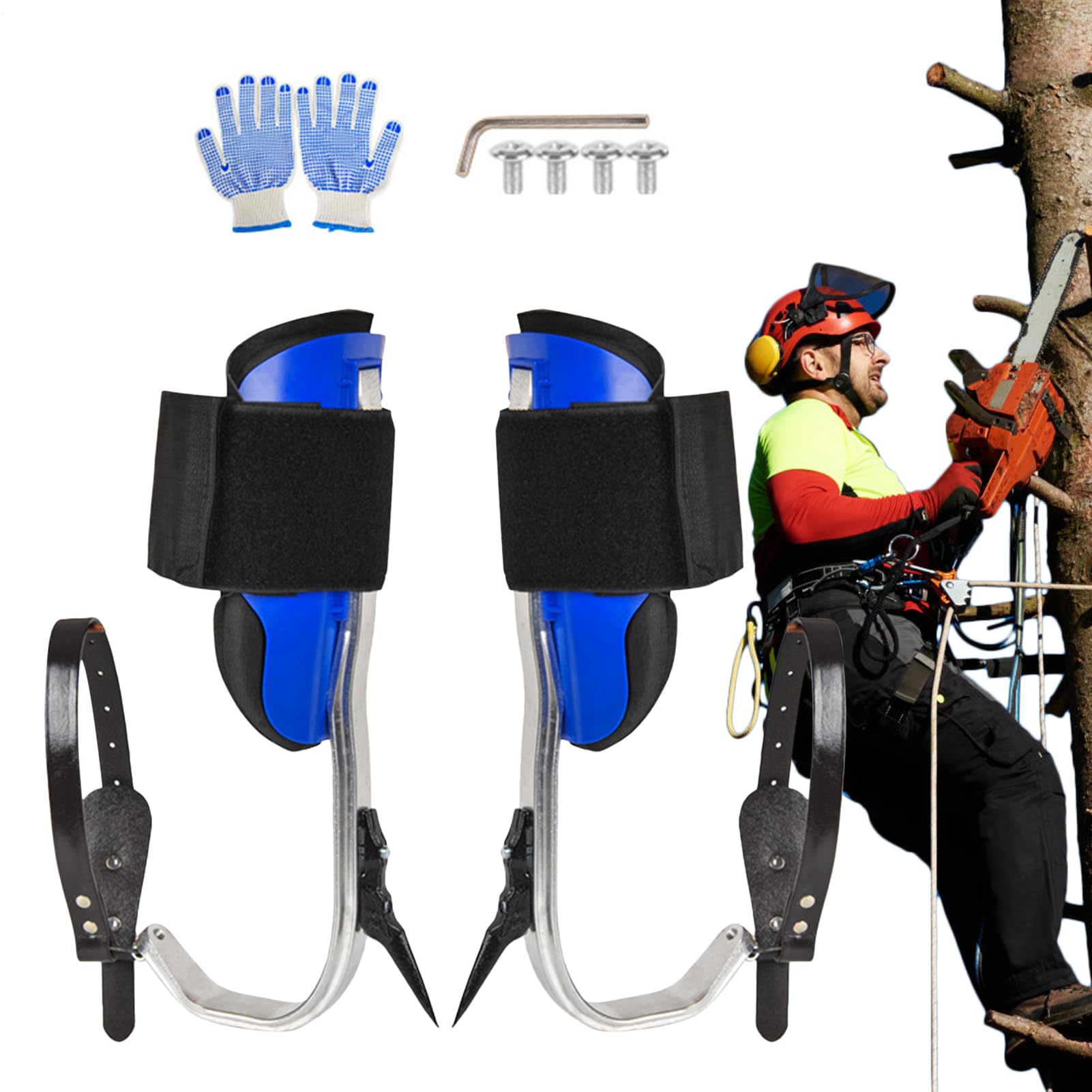 Ramponi per Arrampicata su Alberi - Attrezzatura Portatile per Arrampicata - Kit Imbracatura Guanto Palmare - Raccolta Frutta Indoor