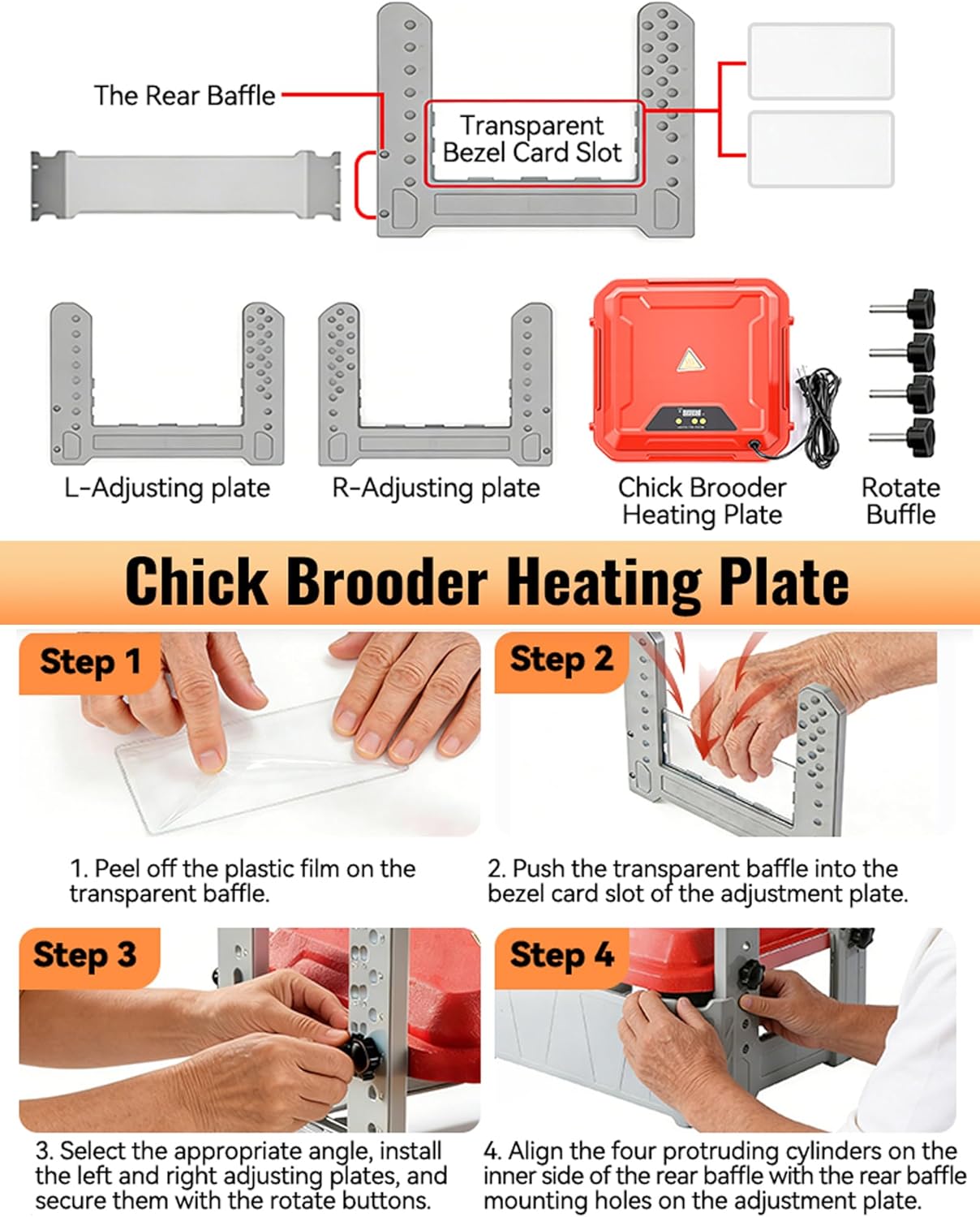 Chicken Brooder Plate, Smart Chick Heat Brooder Adjustable Temperature with LCD Display, 50W Chick Heater with 3-Sided Panels, 10"x10" Coop Accessory for Chicken Coop, Ducklings