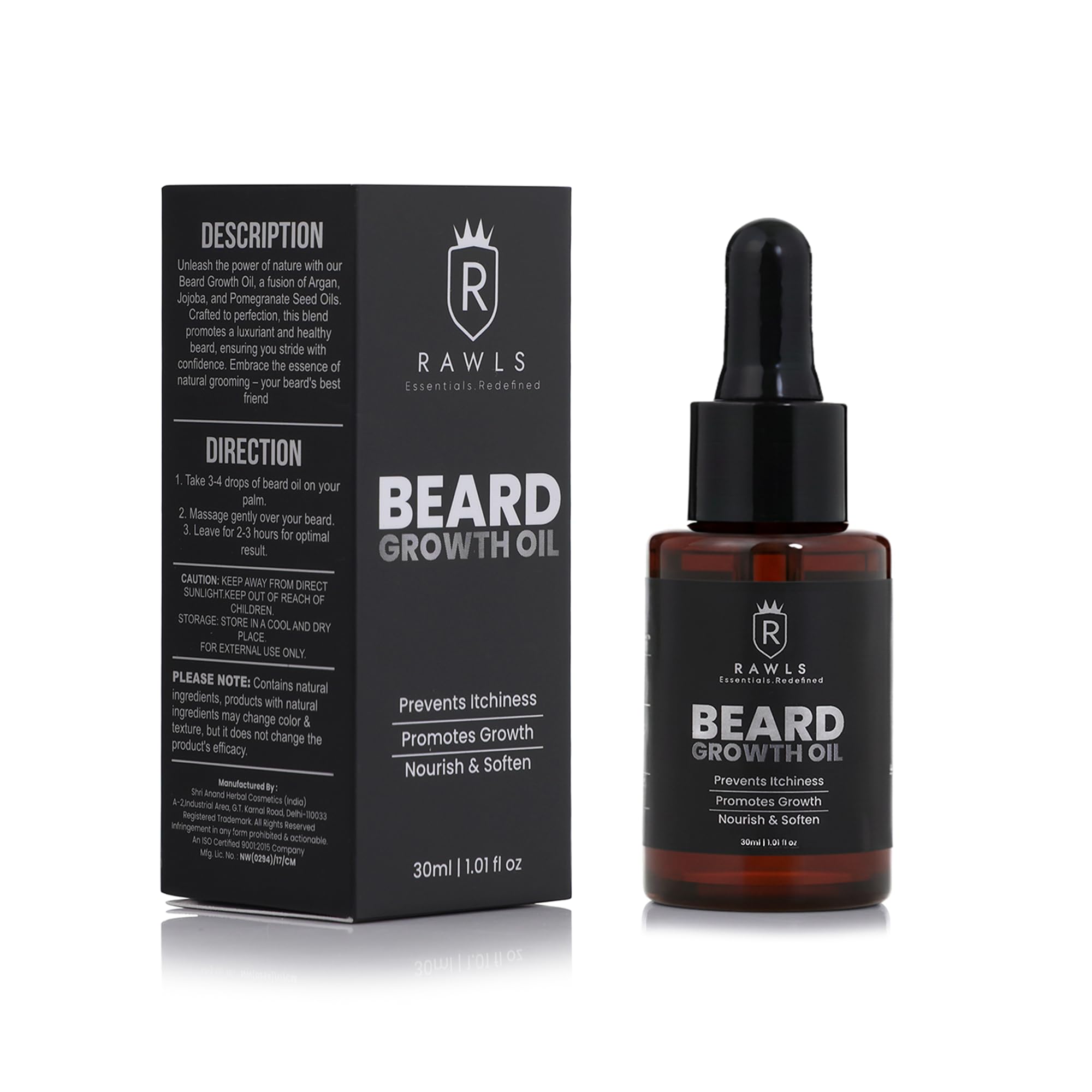 RAWLSBeard Oil for Men-30ml | Natural Beard Growth Oil for Men with Argan Oil & Rosemary Oil for muuchstac Fast Growth Conditioner and Softener - Strengthens Beards and Mustaches for Men