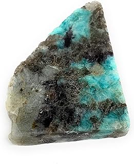 Sponsored Ad - WatanGems 88.2g, 2.9"x2"x0.5", One face Polished Amazonite Slab with Black Tourmaline Inclusion from Madaga...