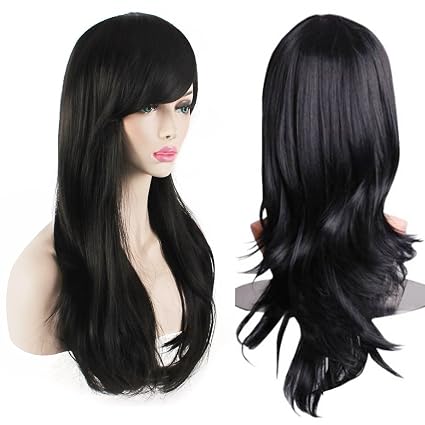 AKStore Women's Heat Resistant 28-Inch 70cm Long Curly Hair Wig with Wig Cap, Black: Buy Online at Best Price in UAE