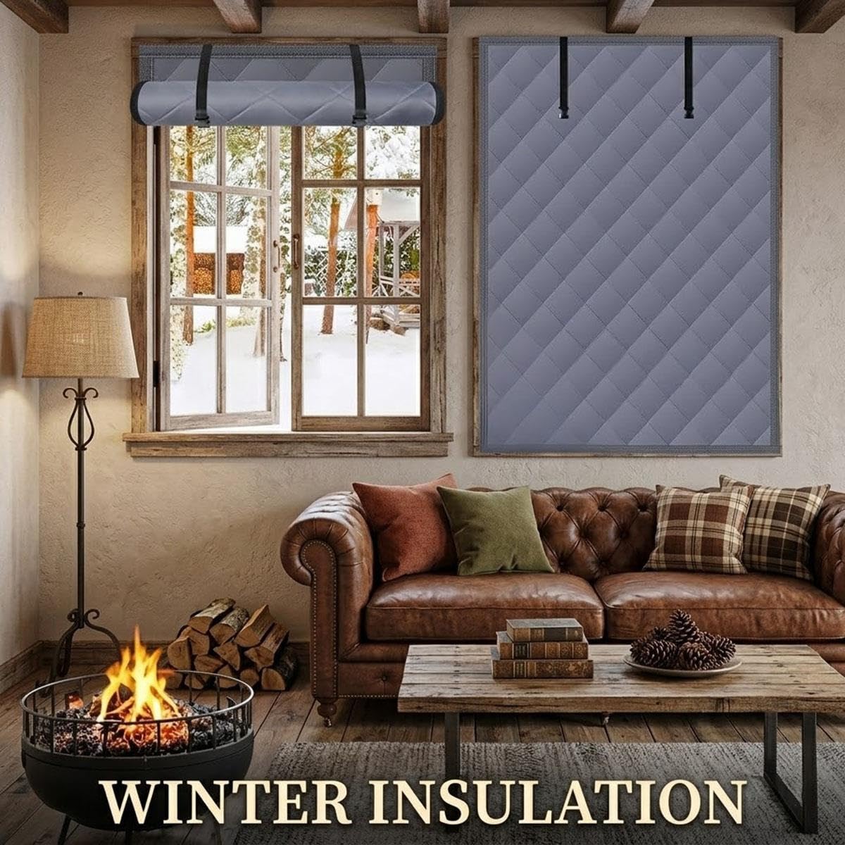 Rideaux Thermiques Isolants 3 Couches, Couverture de Fenêtre Thermique Oxford sans Perçage, Kit de Film d'Isolation Ajustable pour Hiver, Garde l'Air Froid et l'Air Chaud 50-200cm(Noir,150x201cm)