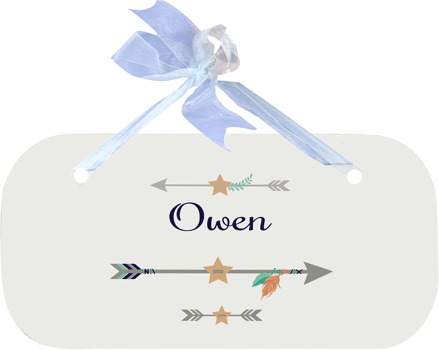 My Bambino Personalized Prince Crown Blue Nursery Door Hanger Room Sign Wall Plaque with Blue Ribbon | Baby Shower & Nursery Gift