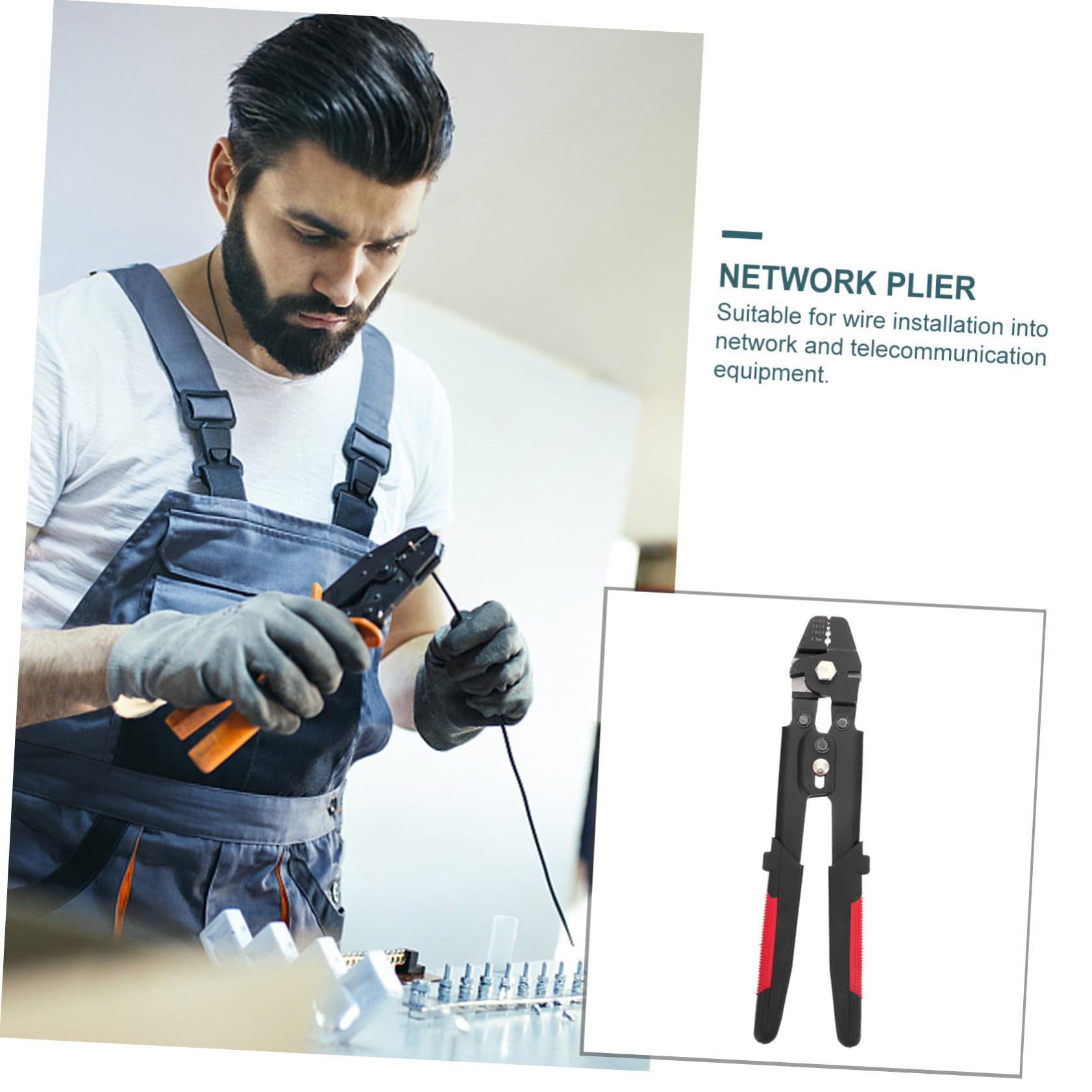 Pinza per Crimpare Cavi Metallici Nero, Set 1 Pezzo | Acciaio, Plastico e Alluminio, Impugnatura Confortevole, per Lavori di Crimpatura e Taglio