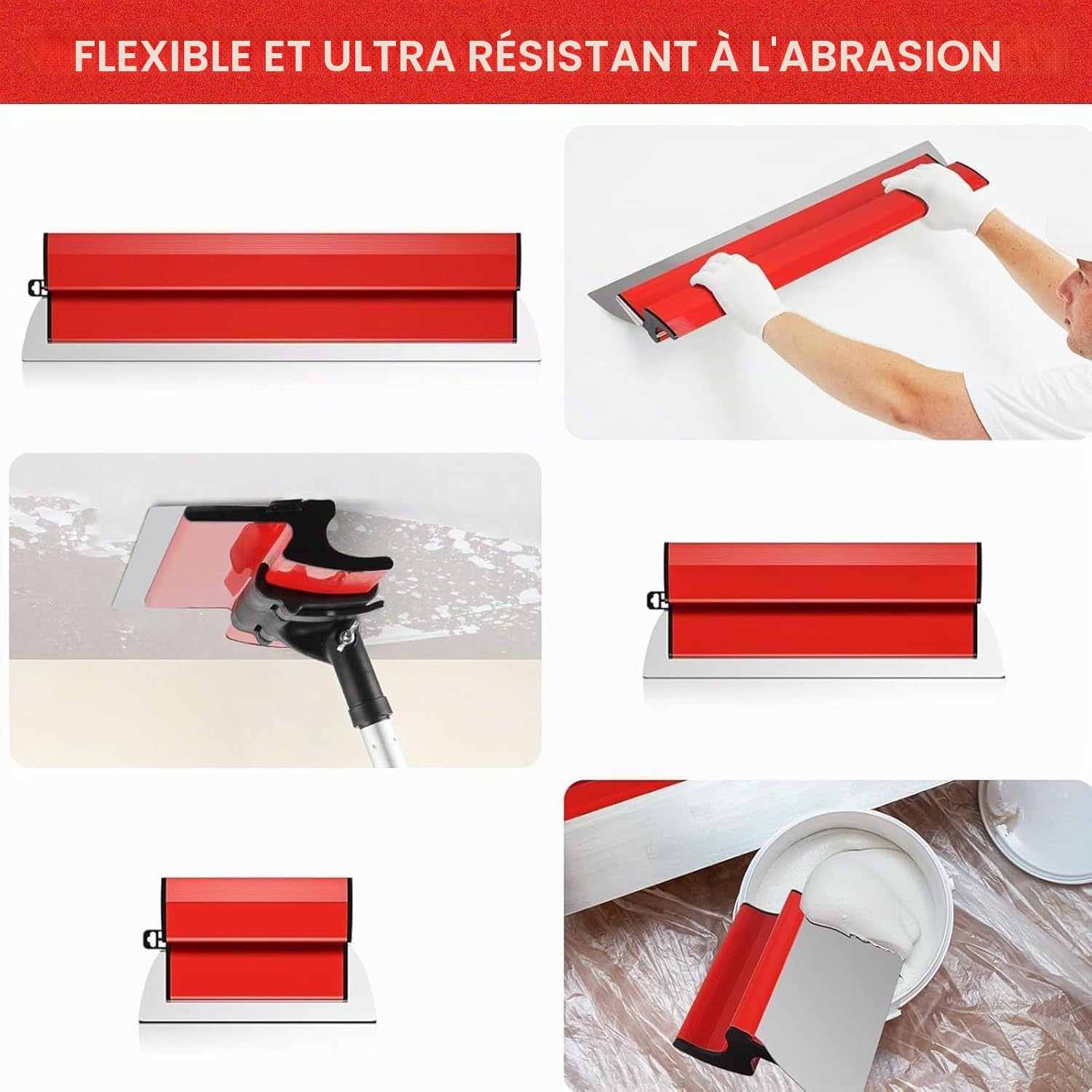 Kit de spatules en acier inoxydable - 0,38 mm et 0,5 mm d'épaisseur - 80 cm / 60 cm / 40 cm / 25 cm - Pour grandes surfaces de travail, décoration murale et construction
