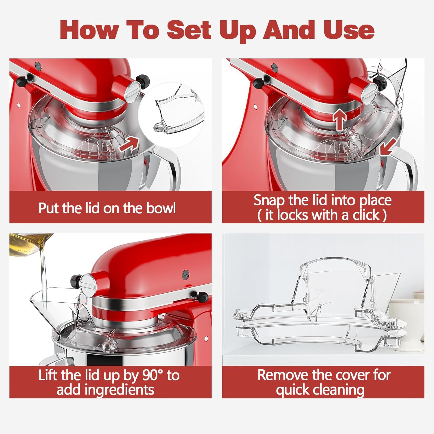Upgraded Pouring Shield Splash Guard for KitchenAid Tilt-Head Stand Mixers 4.5-5 Quart, Two-Piece Removable Splash Cover Fits Stainless Steel Glass Ceramic Bowls KitchenAid Accessories and Attachments