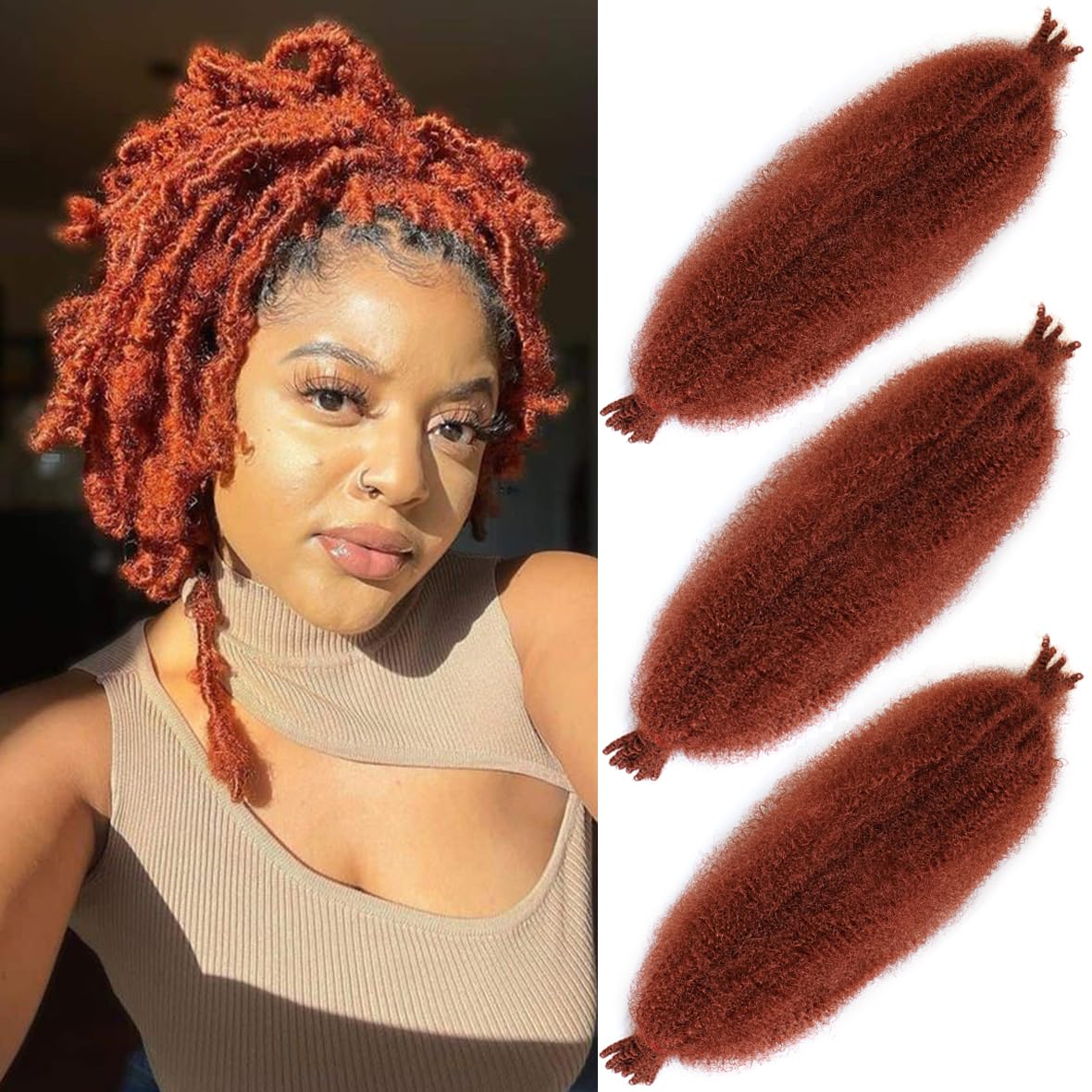 Leeven 24 Inch Pre-Separated Springy Afro Twist Hair, 3 Packs Popping Spring for Marley Locs Braiding
